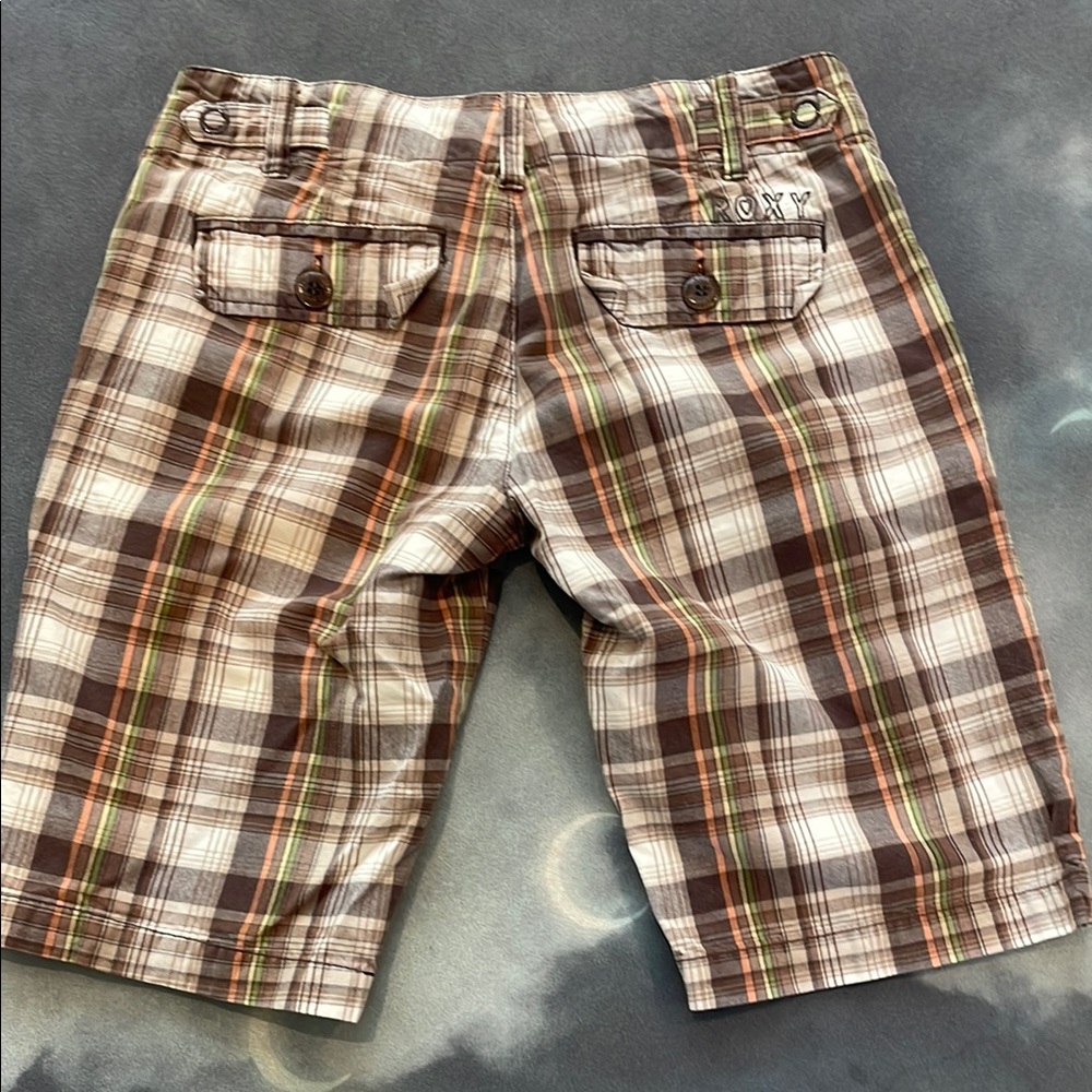 Roxy Brown and Green Flat Front Shorts | Size 3 | Small - Picture 2 of 4